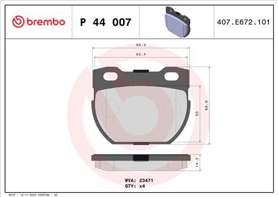 BREMBO P 44 007 Číslo výrobce: 23471. EAN: 8020584053300.