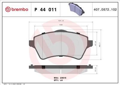 BREMBO P 44 011 Číslo výrobce: 23615. EAN: 8020584053348.