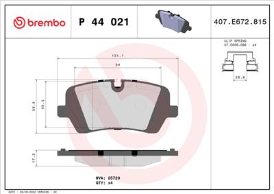 BREMBO P 44 021 Číslo výrobce: 25720. EAN: 8020584103197.