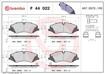 BREMBO P 44 022 Číslo výrobce: 25203. EAN: 8020584103203.