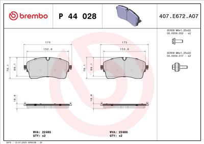 BREMBO P 44 028 EAN: 8020584116555.