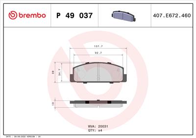 BREMBO P 49 037 Číslo výrobce: 20031. EAN: 8020584060971.