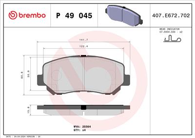 BREMBO P 49 045X EAN: 8020584114964.