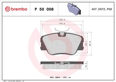 BREMBO P 50 008 Číslo výrobce: 21028. EAN: 8020584053805.