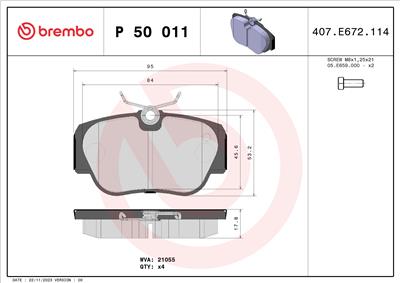 BREMBO P 50 011 Číslo výrobce: 21055. EAN: 8020584053836.
