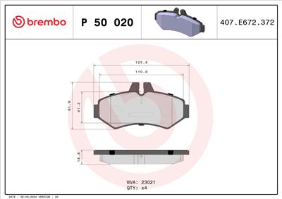 BREMBO P 50 020 Číslo výrobce: 23021. EAN: 8020584053928.