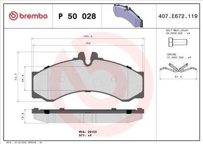 BREMBO P 50 028 Číslo výrobce: 29153. EAN: 8020584054000.