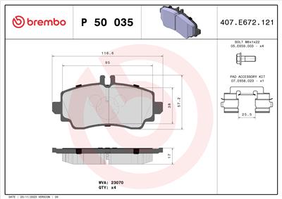 BREMBO P 50 035 Číslo výrobce: 23070. EAN: 8020584054079.