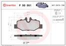 BREMBO P 50 051 - Sada brzdových destiček, vždy 4 kusy v sadě
