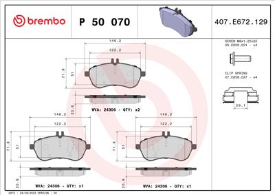 BREMBO P 50 070 Číslo výrobce: 24306. EAN: 8020584061091.