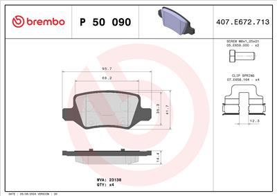 BREMBO P 50 090 Číslo výrobce: 23138. EAN: 8020584100318.