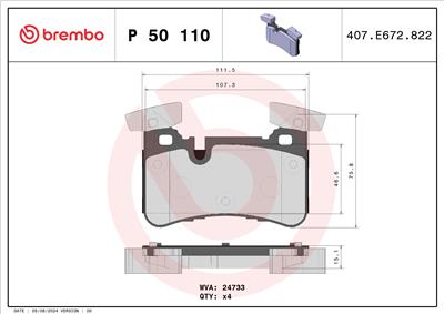 BREMBO P 50 110 Číslo výrobce: 24733. EAN: 8020584109526.