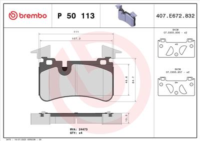 BREMBO P 50 113 Číslo výrobce: 24473. EAN: 8020584109847.