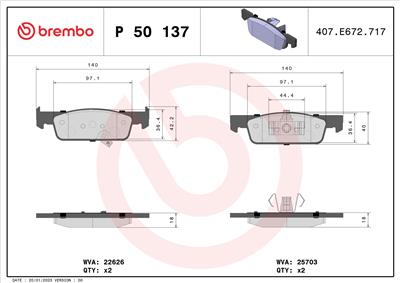 BREMBO P 50 137 Číslo výrobce: 25703. EAN: 8020584068397.