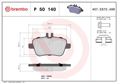 BREMBO P 50 140 Číslo výrobce: 24848. EAN: 8020584087459.