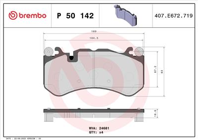 BREMBO P 50 142 Číslo výrobce: 24681. EAN: 8020584068410.