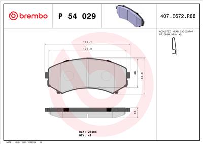 BREMBO P 54 029 Číslo výrobce: 23488. EAN: 8020584054765.
