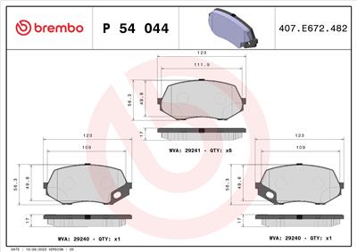 BREMBO P 54 044 Číslo výrobce: 29241. EAN: 8020584090671.