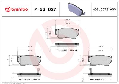 BREMBO P 56 027 Číslo výrobce: 21658. EAN: 8020584055076.