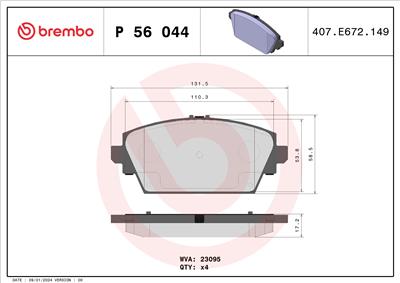 BREMBO P 56 044 Číslo výrobce: 23095. EAN: 8020584055243.
