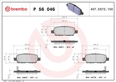 BREMBO P 56 046 Číslo výrobce: 23872. EAN: 8020584055267.