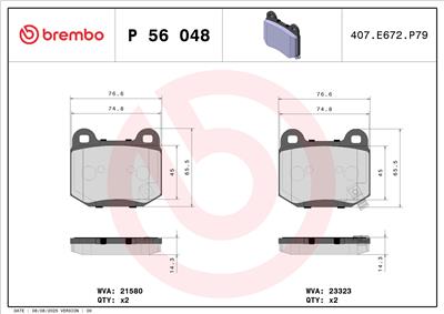 BREMBO P 56 048 Číslo výrobce: 23323. EAN: 8020584055281.