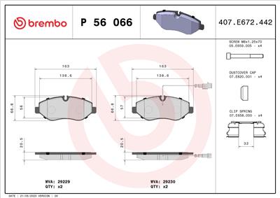 BREMBO P 56 066 Číslo výrobce: 29229. EAN: 8020584061510.