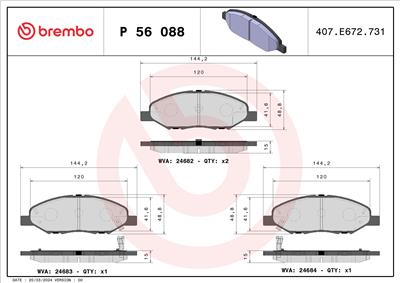 BREMBO P 56 088 Číslo výrobce: 24683. EAN: 8020584103401.