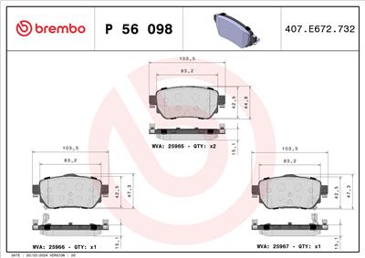 BREMBO P 56 098 Číslo výrobce: 25966. EAN: 8020584112656.