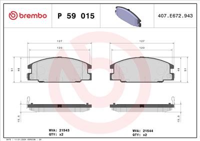 BREMBO P 59 015 Číslo výrobce: 21544. EAN: 8020584055465.
