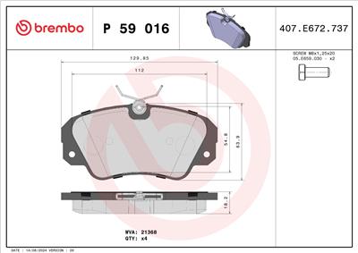 BREMBO P 59 016 Číslo výrobce: 21368. EAN: 8020584055472.