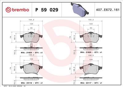 BREMBO P 59 029 Číslo výrobce: 23116. EAN: 8020584055601.
