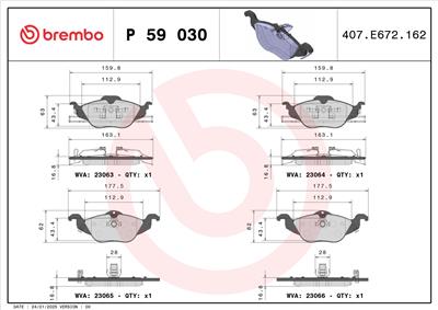 BREMBO P 59 030 Číslo výrobce: 23066. EAN: 8020584055618.
