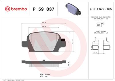 BREMBO P 59 037 Číslo výrobce: 23284. EAN: 8020584055687.