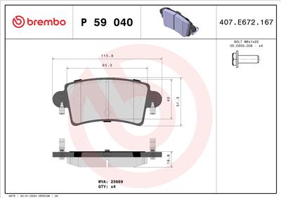 BREMBO P 59 040 Číslo výrobce: 23669. EAN: 8020584055717.