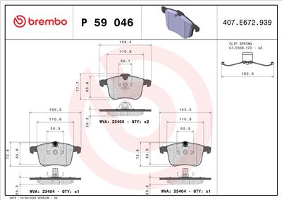 BREMBO P 59 046 Číslo výrobce: 23405. EAN: 8020584059616.