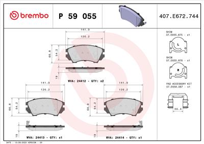 BREMBO P 59 055 Číslo výrobce: 24413. EAN: 8020584061596.