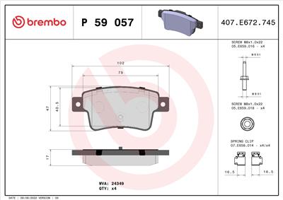 BREMBO P 59 057 Číslo výrobce: 24349. EAN: 8020584090725.