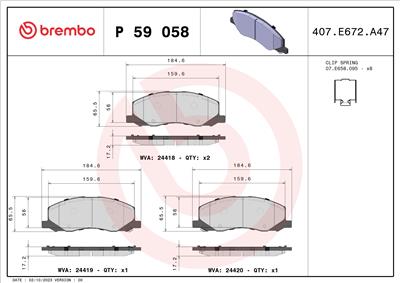 BREMBO P 59 058 Číslo výrobce: 24418. EAN: 8020584090732.