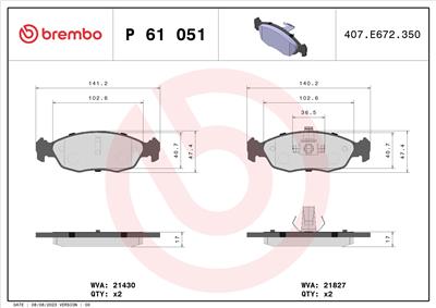 BREMBO P 61 051 Číslo výrobce: 21827. EAN: 8020584056271.