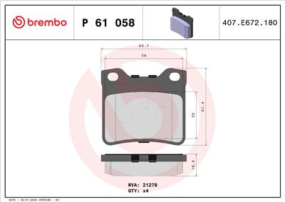 BREMBO P 61 058 Číslo výrobce: 21279. EAN: 8020584056349.