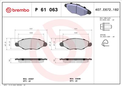 BREMBO P 61 063 Číslo výrobce: 23598. EAN: 8020584056394.