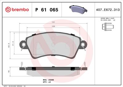 BREMBO P 61 065 Číslo výrobce: 23396. EAN: 8020584056417.