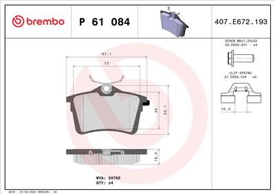 BREMBO P 61 084 Číslo výrobce: 24765. EAN: 8020584061626.