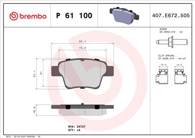 BREMBO P 61 100 Číslo výrobce: 24737. EAN: 8020584061787.