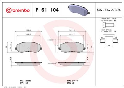 BREMBO P 61 104 Číslo výrobce: 24840. EAN: 8020584090770.