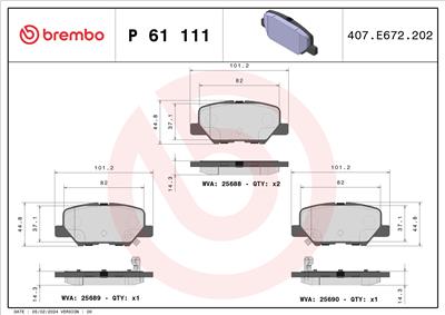 BREMBO P 61 111 Číslo výrobce: 25689. EAN: 8020584108765.