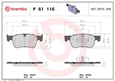 BREMBO P 61 116 Číslo výrobce: 25837. EAN: 8020584110041.