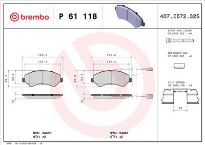 BREMBO P 61 118 Číslo výrobce: 24466. EAN: 8020584110744.