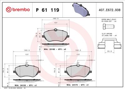 BREMBO P 61 119 Číslo výrobce: 24174. EAN: 8020584110775.